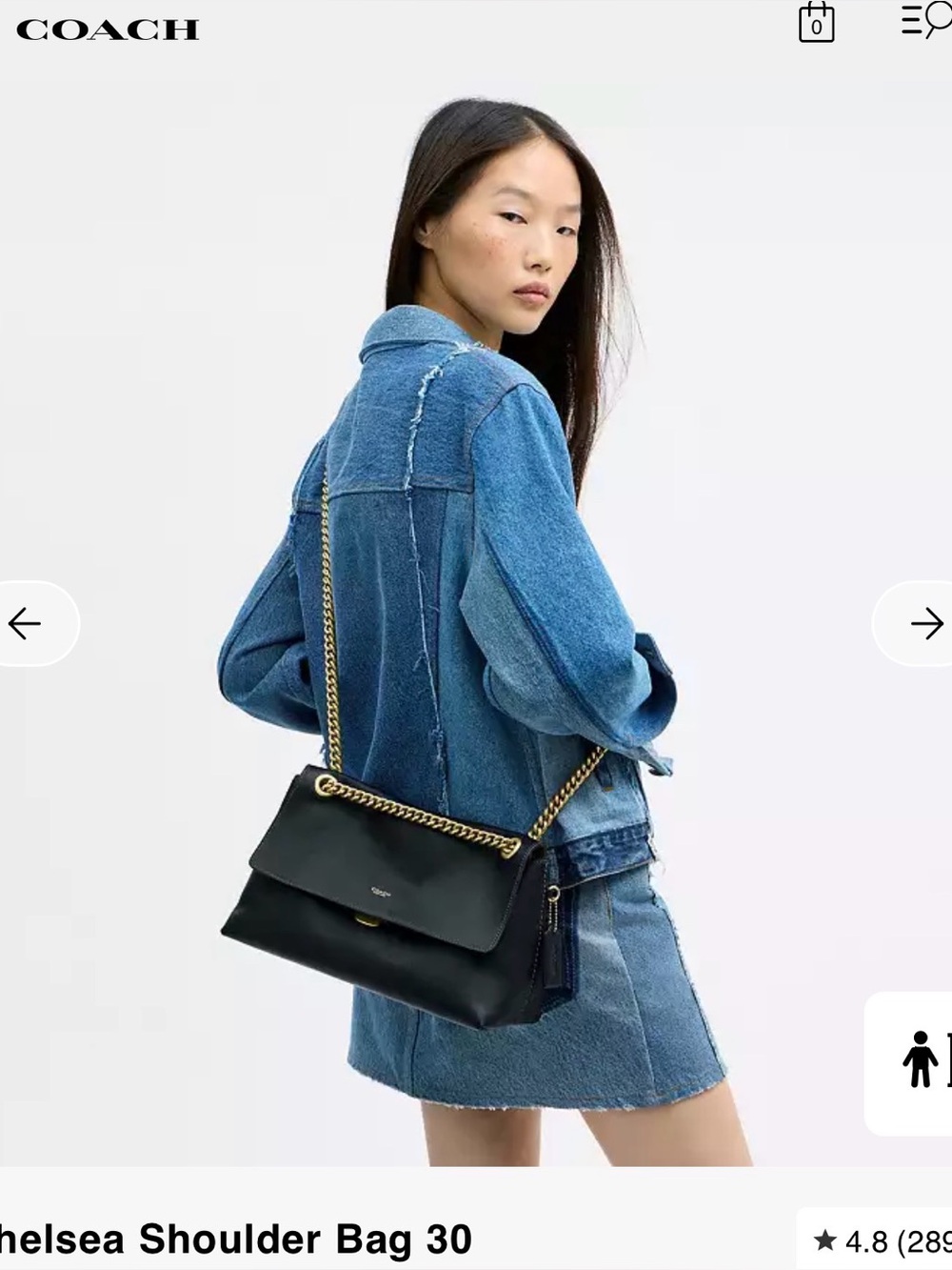 Coach Chelsea Shoulder Bag 30 in Black with Gold Chain